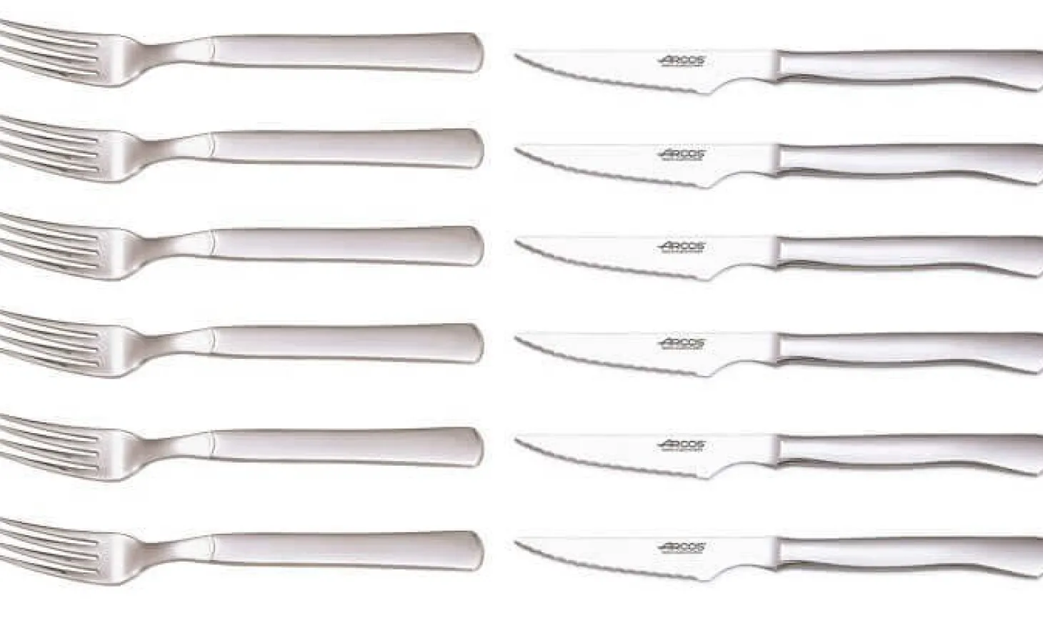 Coffret 6 couteaux + 6 fourchettes Arcos monobloc lames microdentées