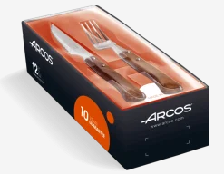 Coffret 6 couteaux + 6 fourchettes Arcos acier NITRUM manches en bois