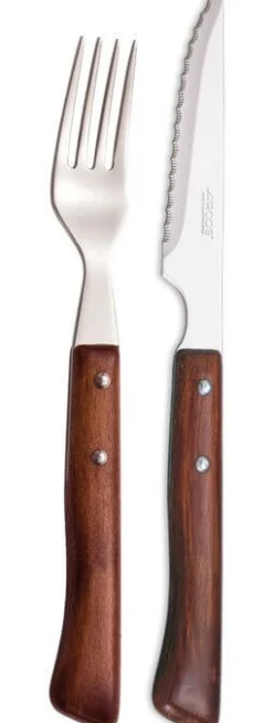 Coffret 6 couteaux + 6 fourchettes Arcos acier NITRUM manches en bois