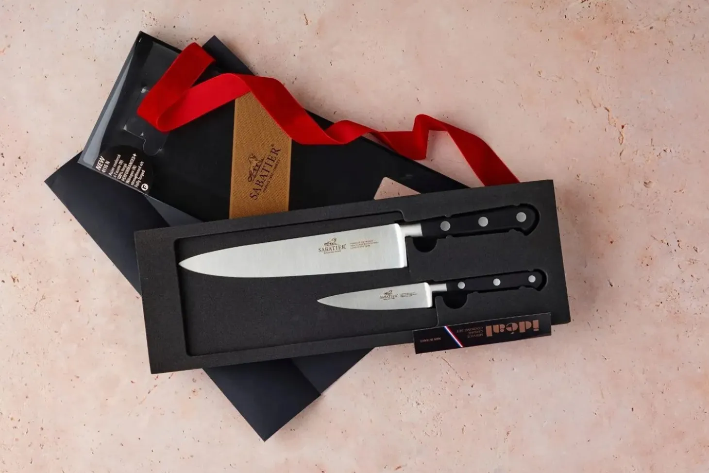 Coffret 2 couteaux français SABATIER Idéal Inox 100% forgé Chef+Office