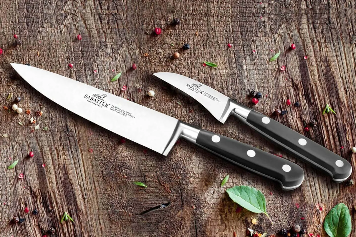 Coffret 3 couteaux français SABATIER Idéal Inox 100% forgé Chef+Universel+Office