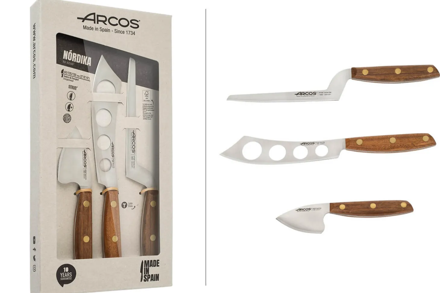 Coffret 3 couteaux à fromage Arcos Nordika