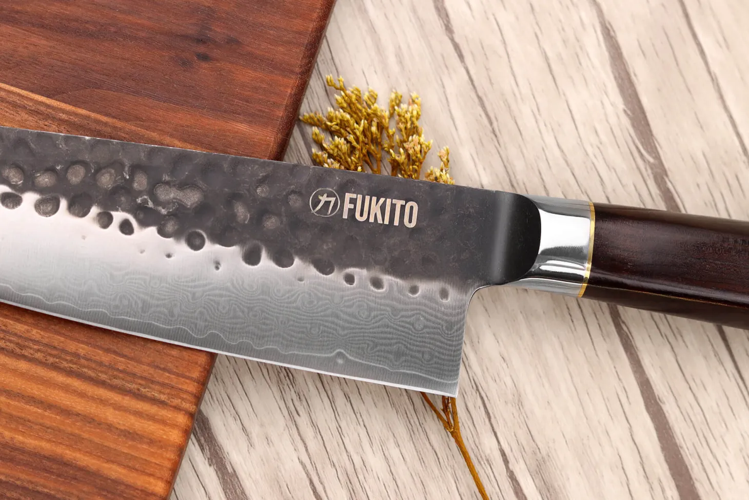 Coffret 2 couteaux Fukito Ébène Damas VG10 Chef + Office