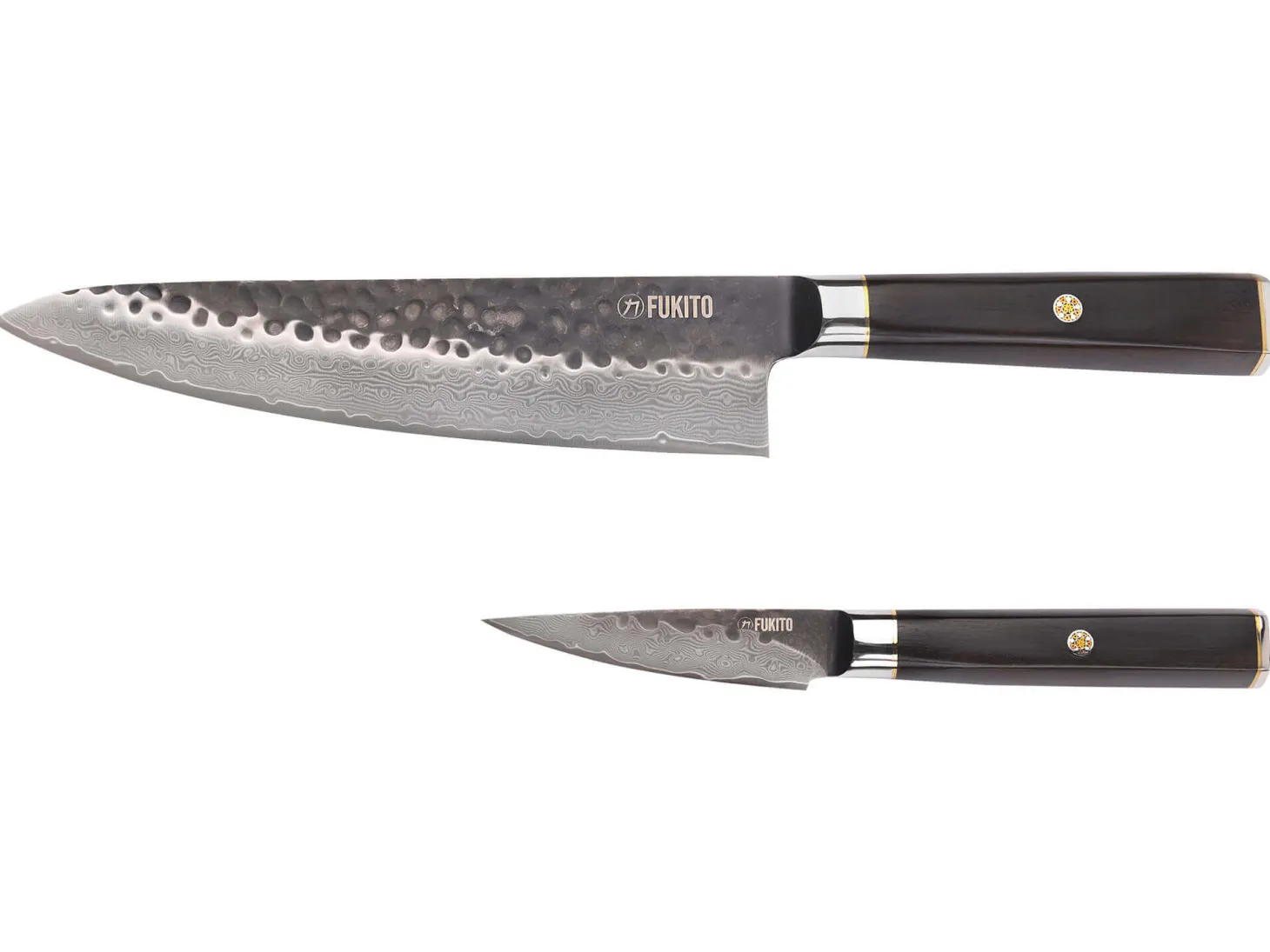 Coffret 2 couteaux Fukito Ébène Damas VG10 Chef + Office