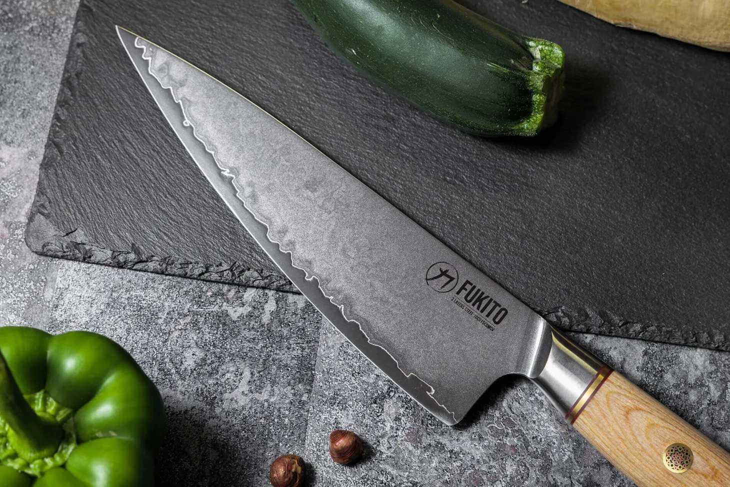 Coffret 2 couteaux Fukito Pakka San Mai Chef + Office