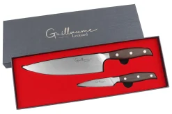 Coffret 2 couteaux Guillaume Leonard Cuistot acier inoxydable et santal rouge Chef + Office
