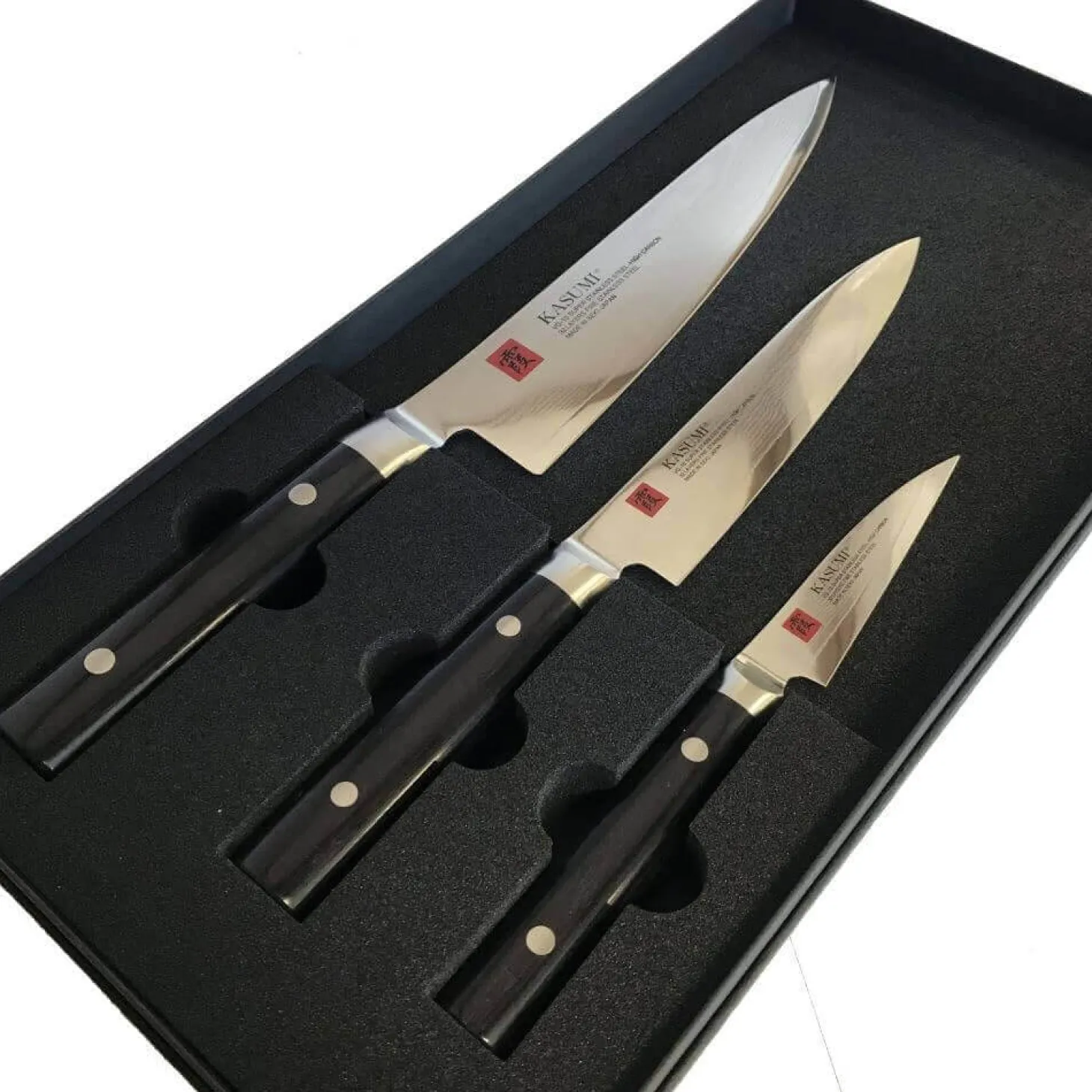 Coffret 3 couteaux japonais Kasumi Standard lames Damas