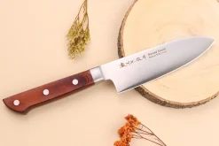 Coffret 3 couteaux japonais Satake Cutlery Brown Pakkawood chef + santoku + office