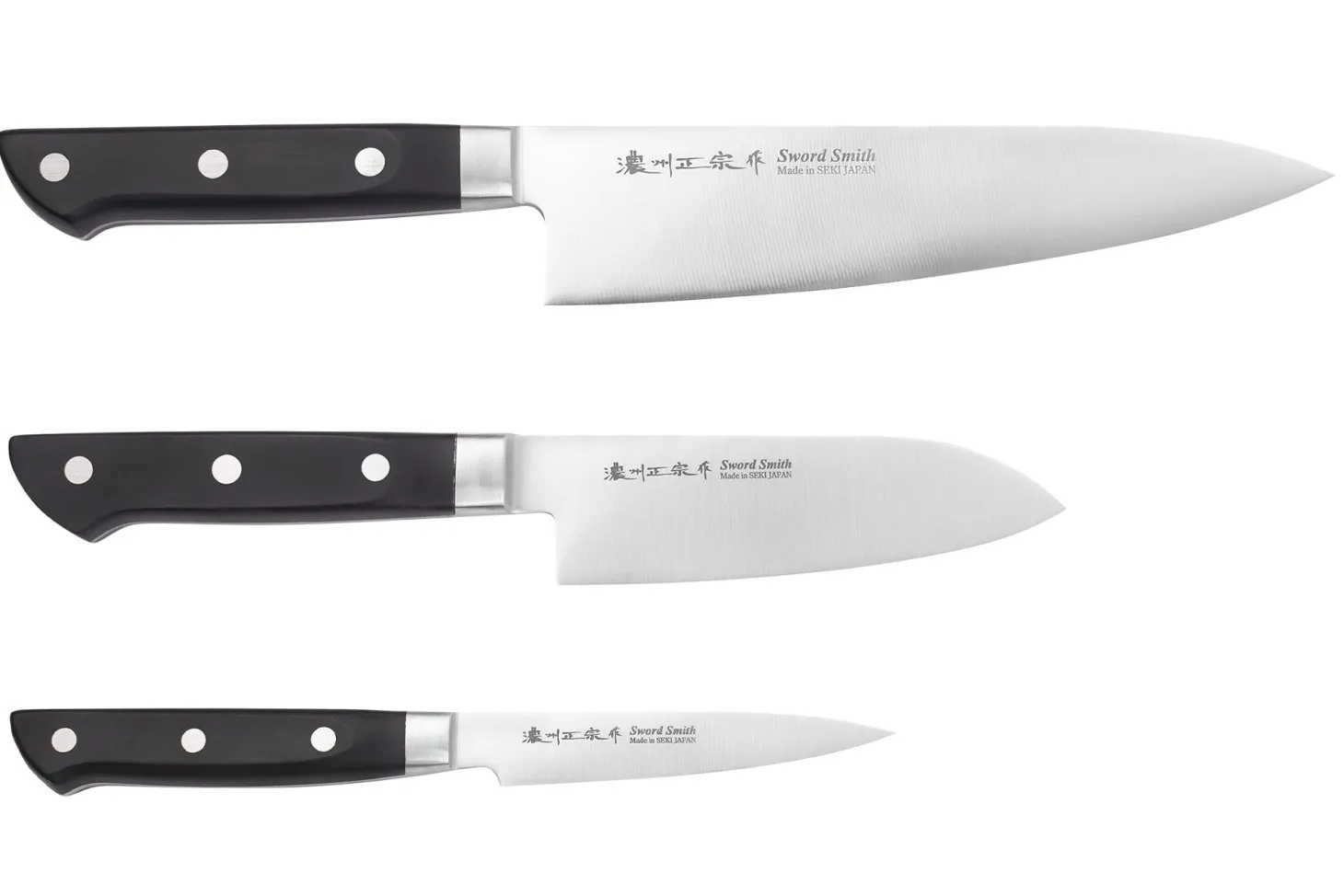 Coffret 3 couteaux japonais Satake Cutlery ABS chef + santoku + office