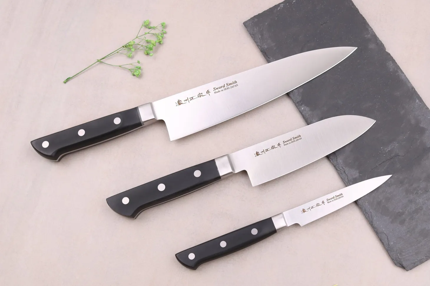 Coffret 3 couteaux japonais Satake Cutlery ABS chef + santoku + office