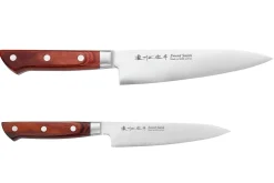 Coffret 2 couteaux japonais Satake Cutlery Brown Pakkawood chef + office