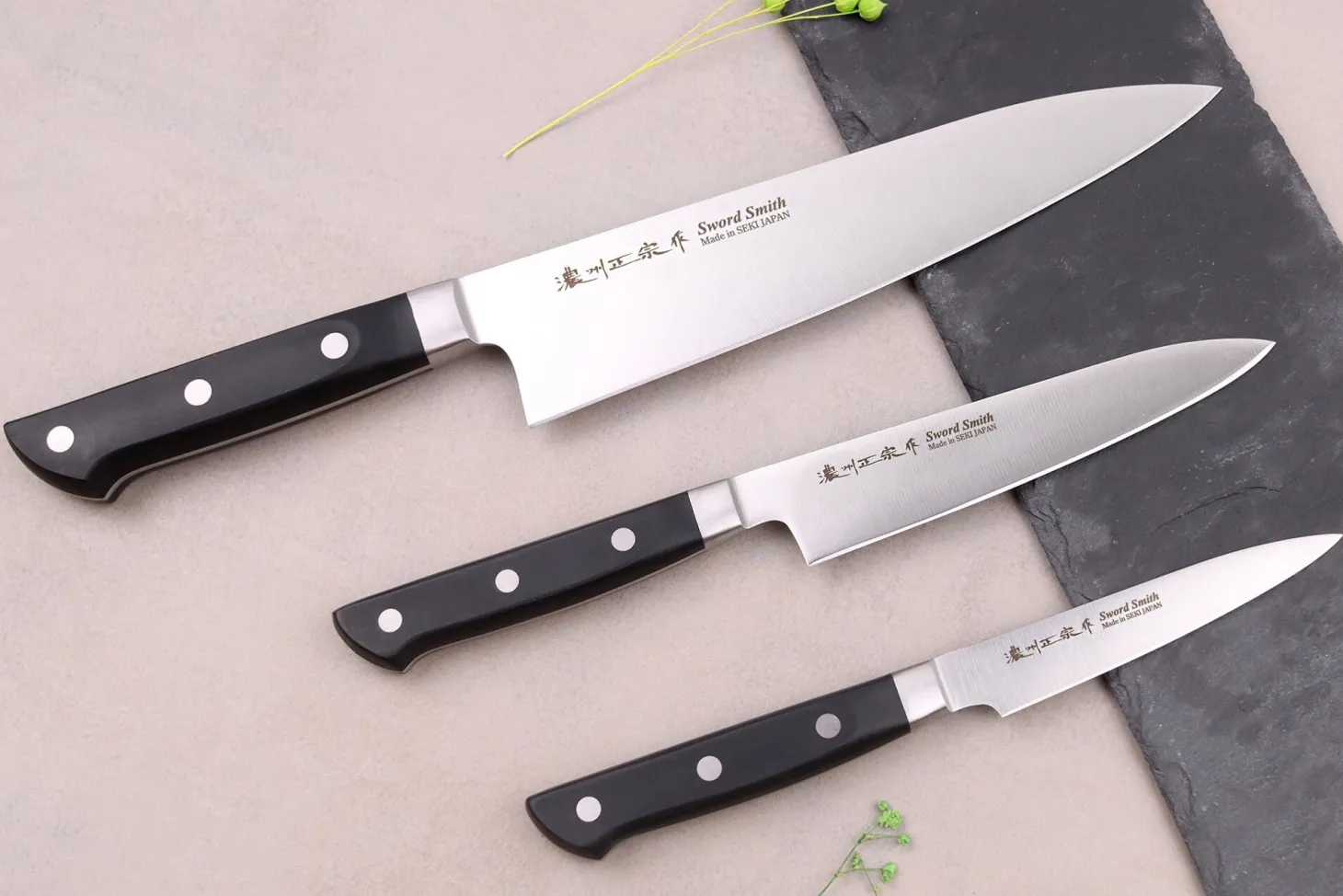 Coffret 3 couteaux japonais Satake Cutlery ABS chef + universel + office