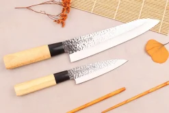 Coffret 2 couteaux japonais Satake Cutlery Tsuchime chef + deba