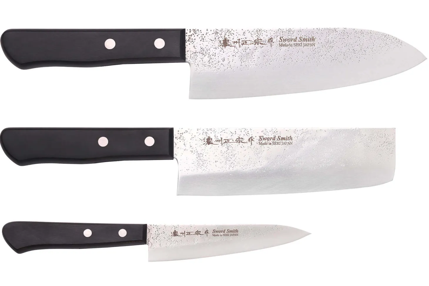 Coffret 3 couteaux japonais Satake Cutlery Nashiji santoku + nakiri + office