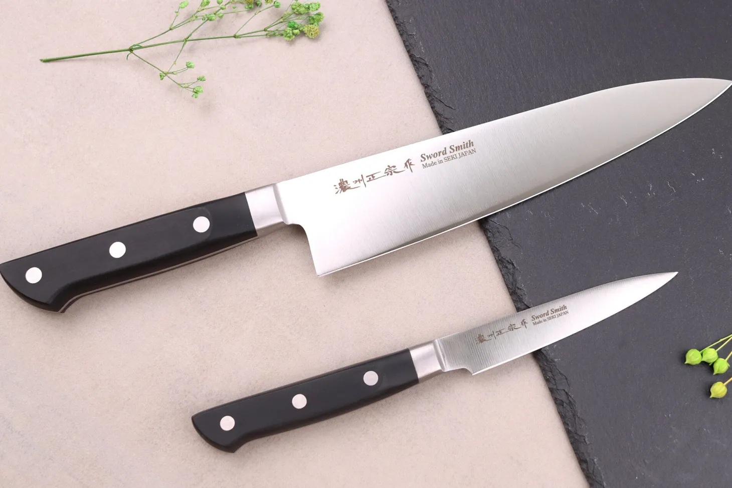 Coffret 2 couteaux japonais Satake Cutlery ABS chef 21cm + office 9cm