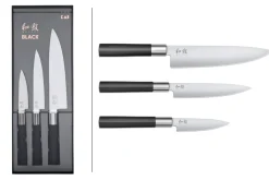 Coffret 3 couteaux Kai Wasabi Black : Universel 10cm et 15cm et Chef 20cm