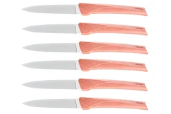 Coffret 6 couteaux Kiana de table lame inox 10,4cm manche terracotta
