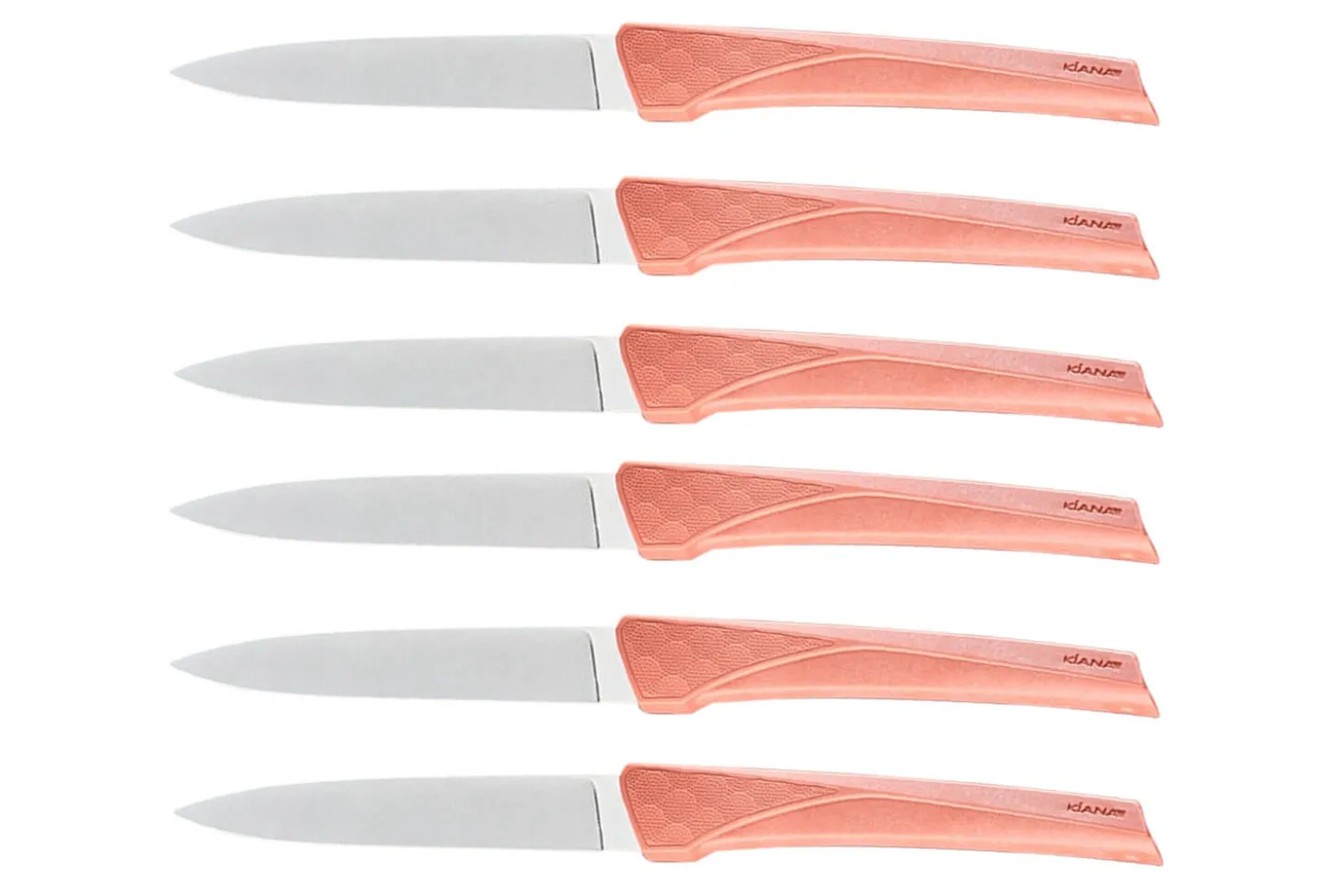 Coffret 6 couteaux Kiana de table lame inox 10,4cm manche terracotta