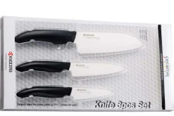 Coffret 3 couteaux Kyocera céramique santoku + office + petit office