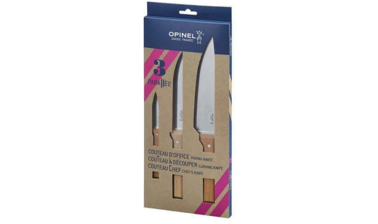 Coffret 3 couteaux Opinel Parallèle Office + Découper + Chef