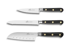 Coffret 3 couteaux Sabatier Idéal Inox rivets laiton Office + Universel + Mini Santoku