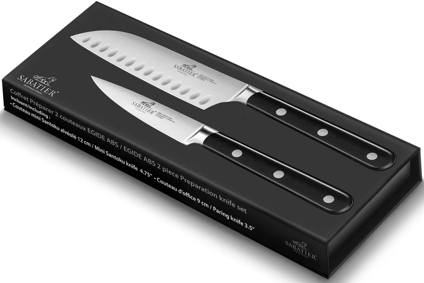 Coffret 2 couteaux Sabatier International Egide Office 9cm + Mini santoku 12cm
