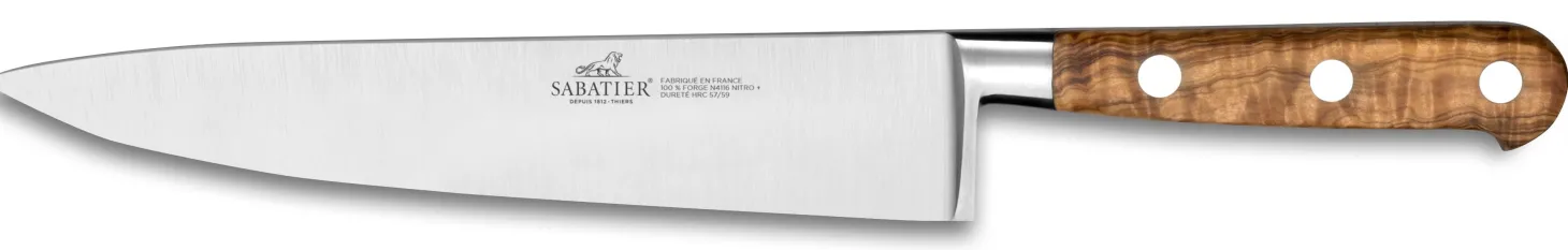 Coffret 3 couteaux SABATIER Provençao 100% forgés manches olivier