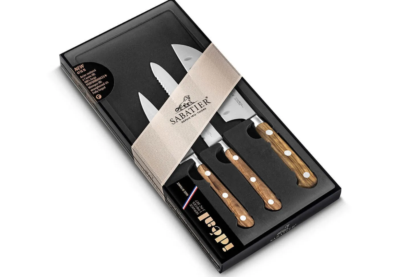 Coffret 3 couteaux Sabatier Provençao Office + Universel + Mini Santoku