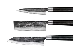Coffret 3 couteaux Samura Super 5 damas : universel + santoku + nakiri