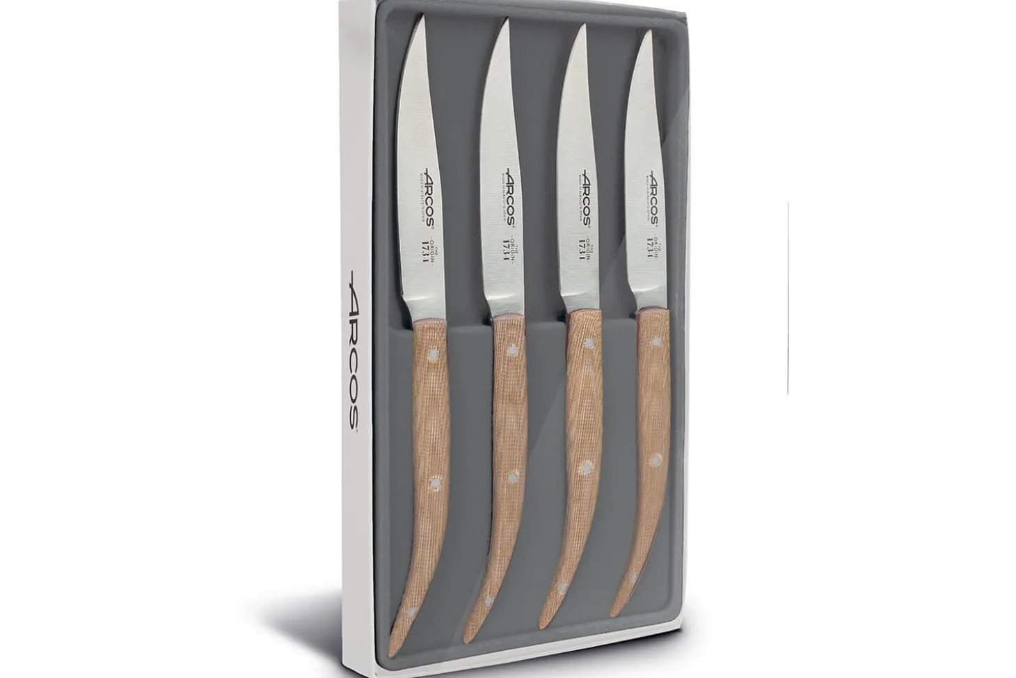 Coffret 4 couteaux à steak Arcos The Origin 11cm manches en micarta beige