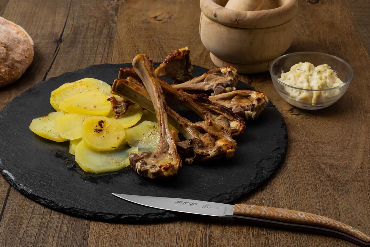 Coffret 4 couteaux à steak Arcos The Origin 11cm manches en micarta beige