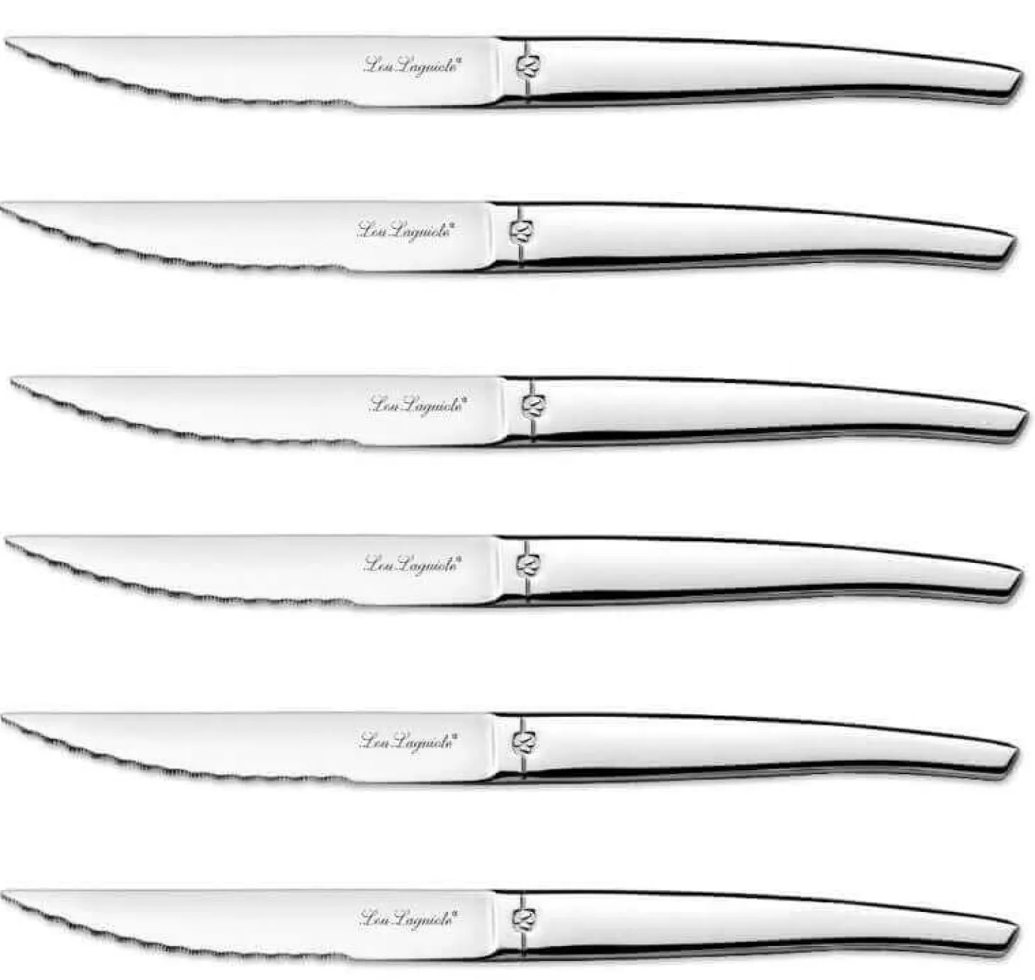 Coffret 6 couteaux à steak dentelés LOU LAGUIOLE Jet tout inox