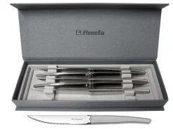 Coffret 6 couteaux à steak dentelés LOU LAGUIOLE Jet Sablé gris
