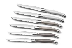 Coffret 6 couteaux à steak dentelés Lou Laguiole Tradition manches 3 coloris