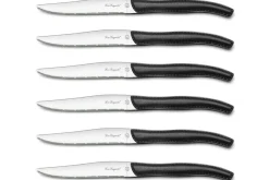 Coffret 6 couteaux à steak dentelés LOU LAGUIOLE Sky manches noirs