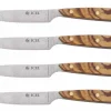 Coffret 4 couteaux à steak Icel lame dentelée 11cm manche droit bois d'olivier