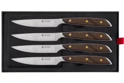 Coffret 4 couteaux à steak Icel lame dentelée 11cm manche droit en bois