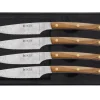 Coffret 4 couteaux à steak Icel lame dentelée 11cm manche incurvé bois d'olivier
