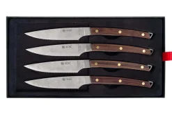 Coffret 4 couteaux à steak Icel lame dentelée 11cm manche incurvé en bois