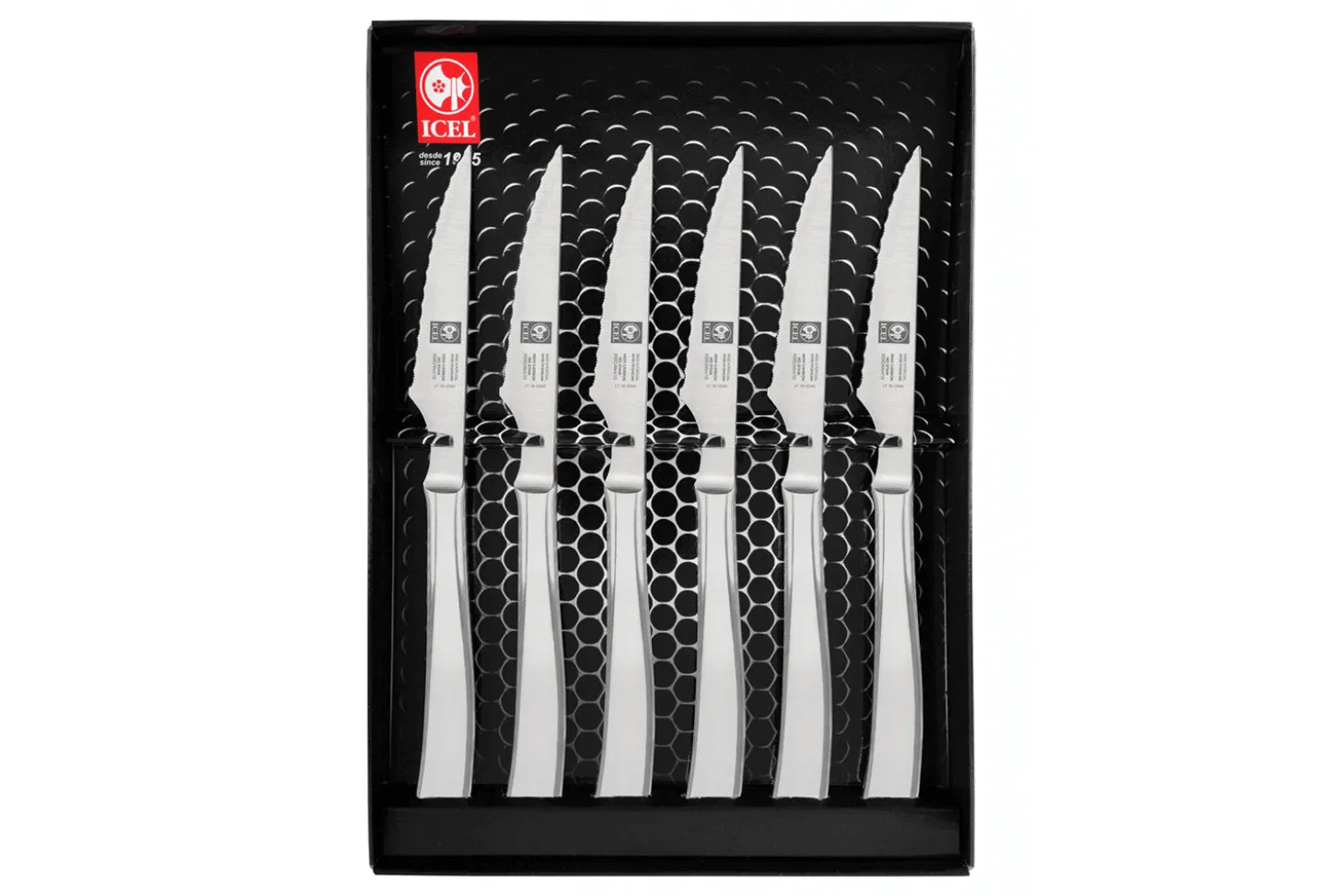 Coffret 6 couteaux à steak Icel lame microdentée 9cm tout inox