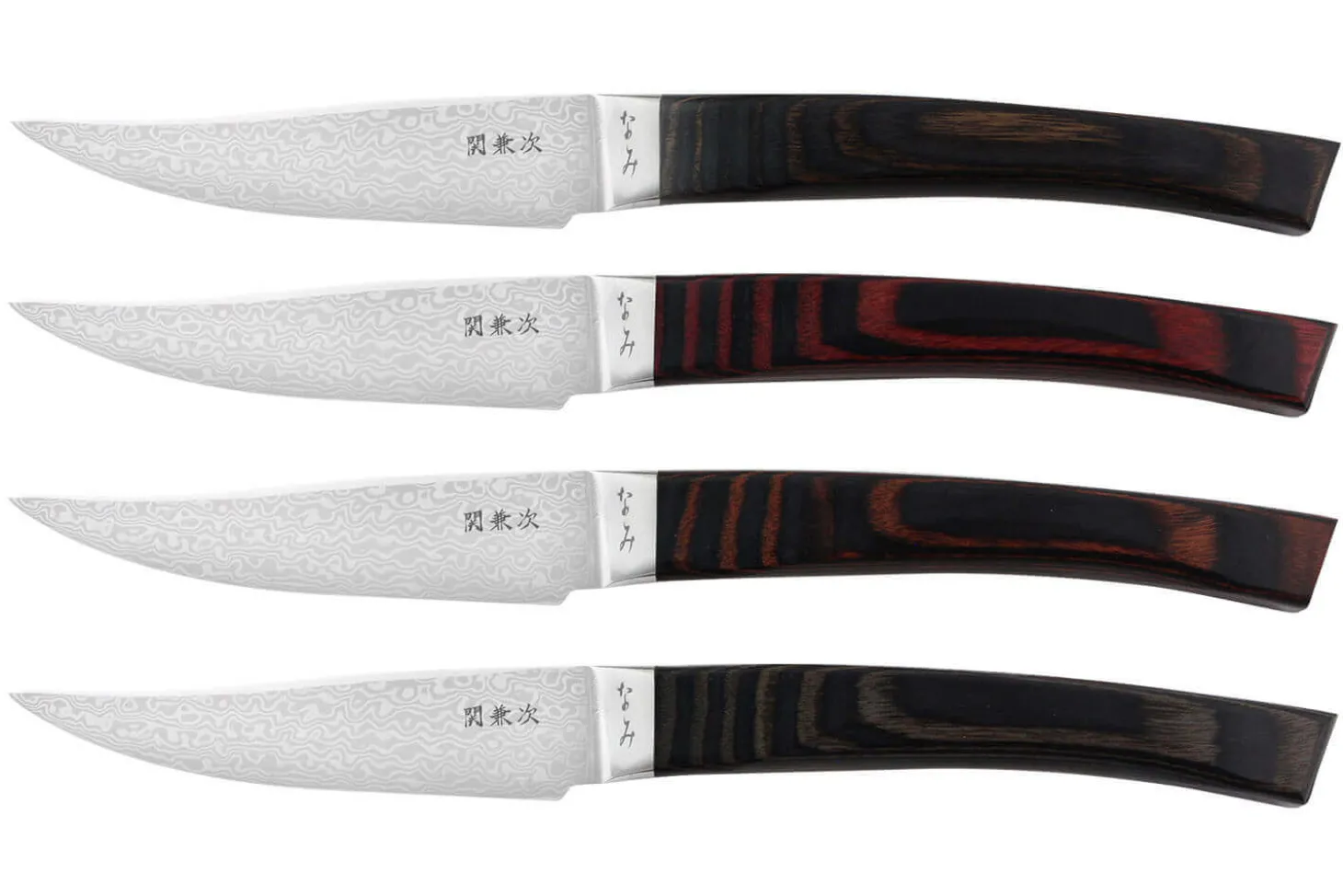 Coffret 4 couteaux à steak japonais Kanetsugu Nami damassées 4 coloris