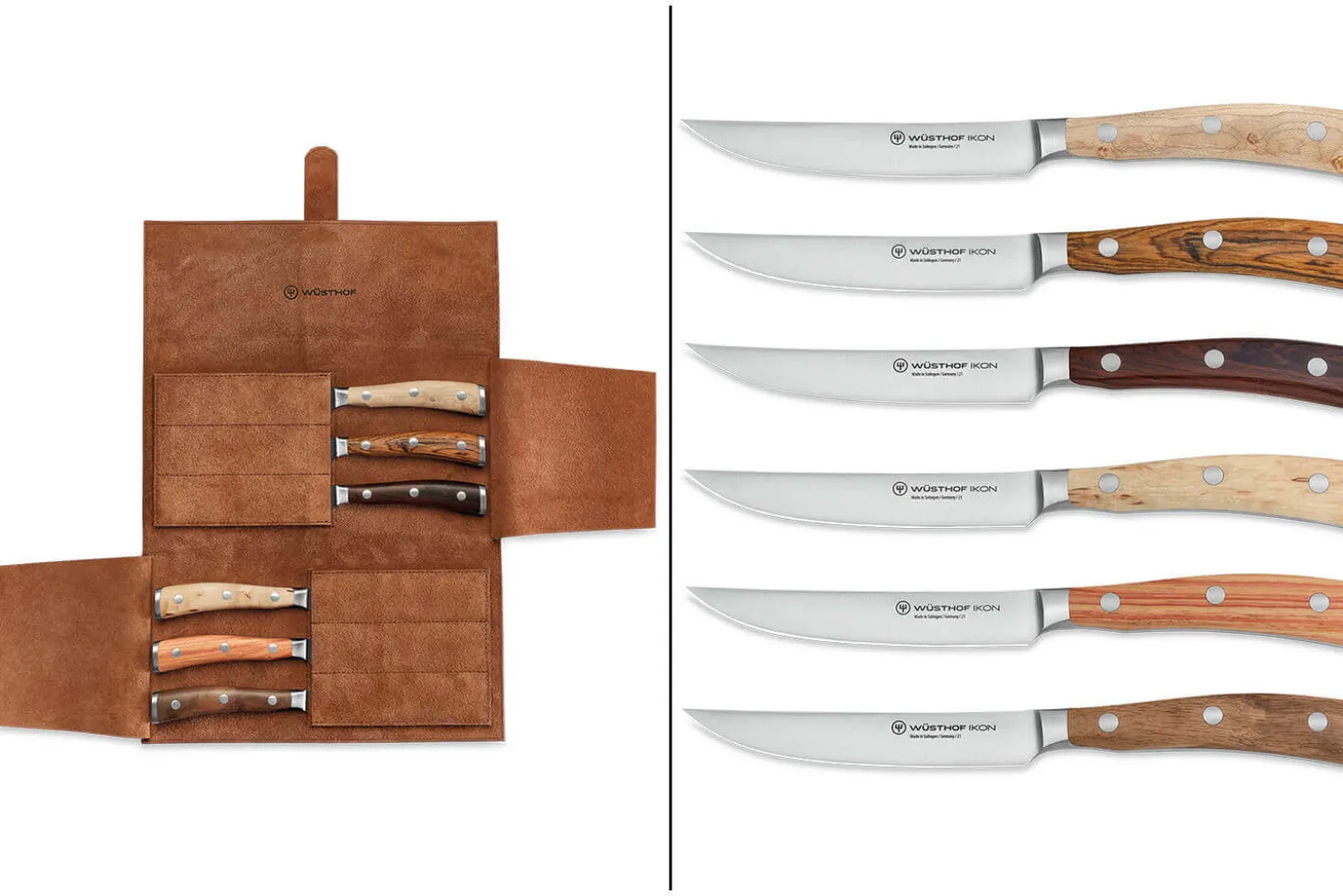 Coffret 6 couteaux à steak Wüsthof Ikon forgés 12cm avec pochette en cuir