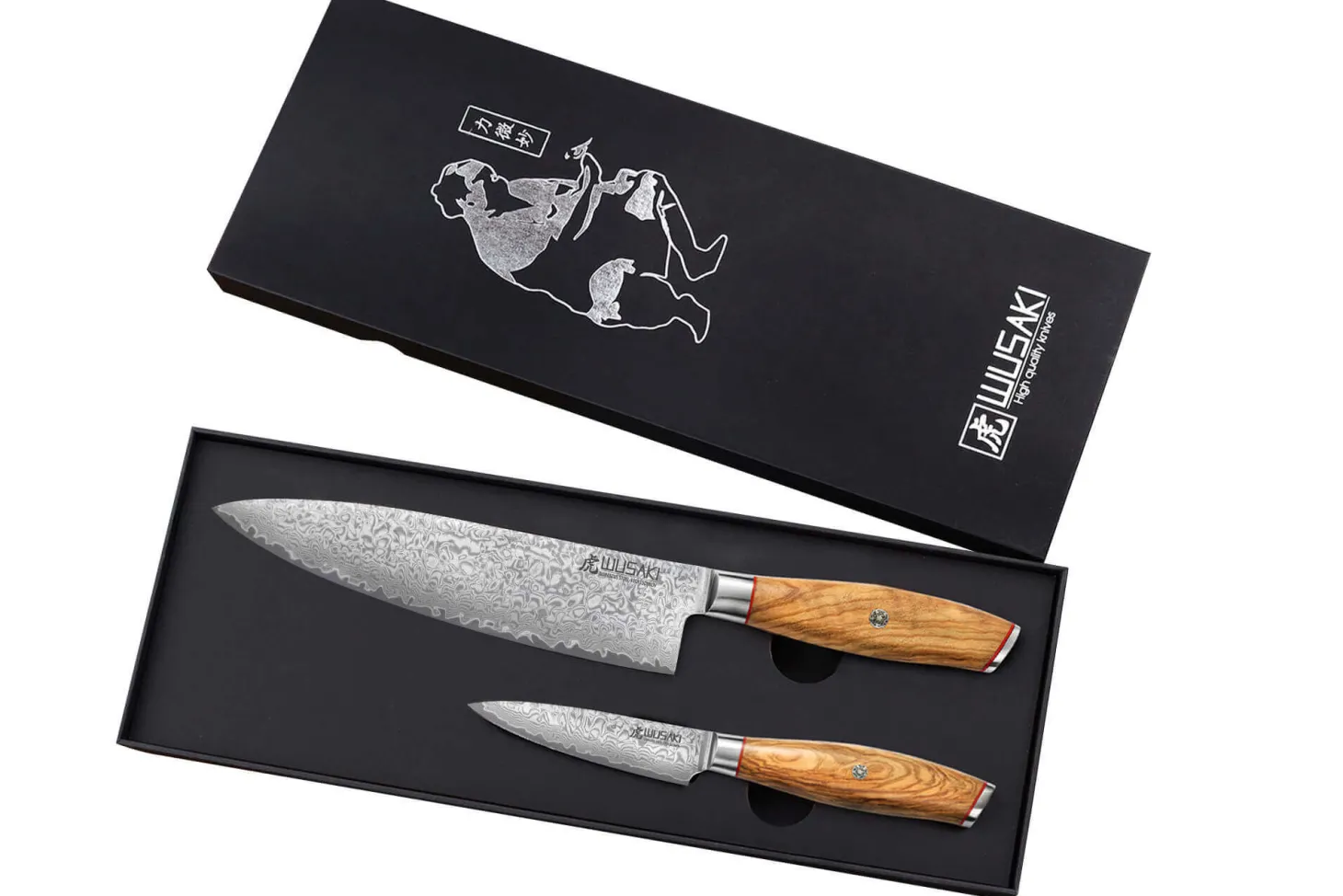 Coffret 2 couteaux Wusaki Fujiko 10CR damas Chef + Office
