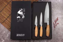 Coffret 3 couteaux Wusaki Fujiko 10CR damas Chef + Office + Universel