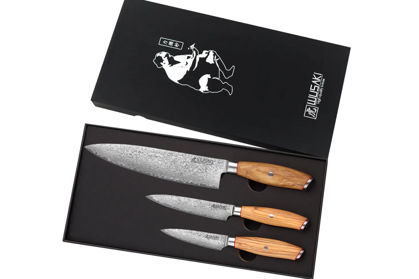 Coffret 3 couteaux Wusaki Fujiko 10CR damas Chef + Office + Universel