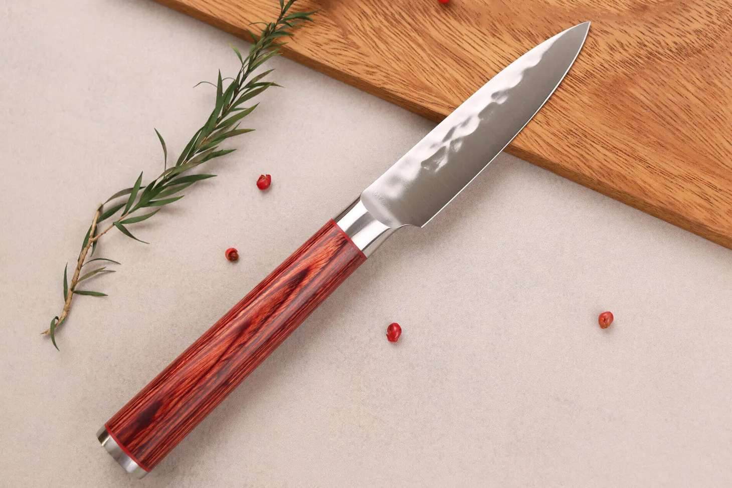 Coffret 3 couteaux Wusaki Pakka X50 pakkawood Santoku + Universel + Office