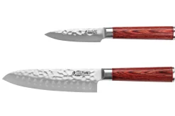 Coffret 2 couteaux Wusaki Pakka X50 pakkawood Santoku + Office