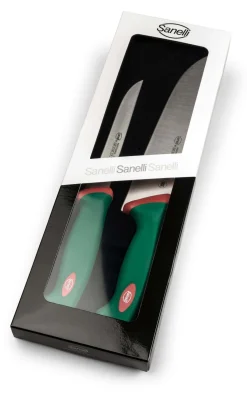 Coffret de 2 couteaux de boucher professionnels SANELLI Premana manches verts ergonomiques
