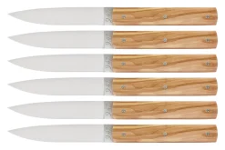 Coffret de 6 couteaux de table faits mains Perceval 9.47 en olivier