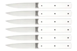 Coffret de 6 couteaux de table faits mains Perceval 9.47 blancs